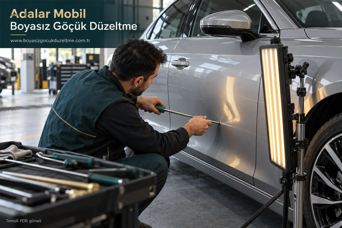 Adalar sabit nokta ve mobil PDR randevusunu anlatan temsili otomobil hizmeti görseli