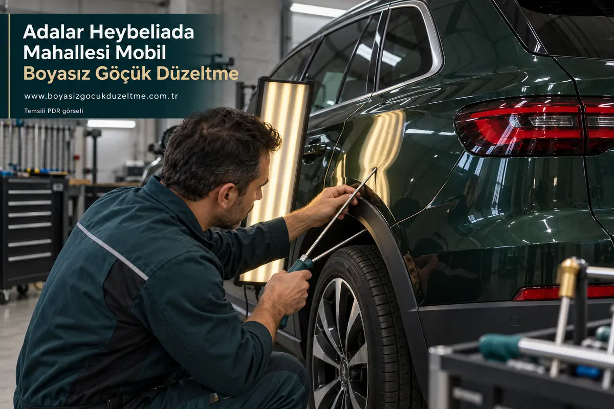 Adalar Heybeliada Mahallesi sabit nokta ve mobil PDR randevusunu anlatan temsili otomobil hizmeti görseli