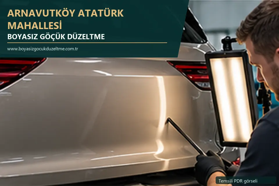 Arnavutköy Atatürk Mahallesi sabit nokta ve mobil PDR randevusunu anlatan temsili otomobil hizmeti görseli
