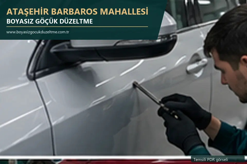 Ataşehir Barbaros Mahallesi sabit nokta ve mobil PDR randevusunu anlatan temsili otomobil hizmeti görseli