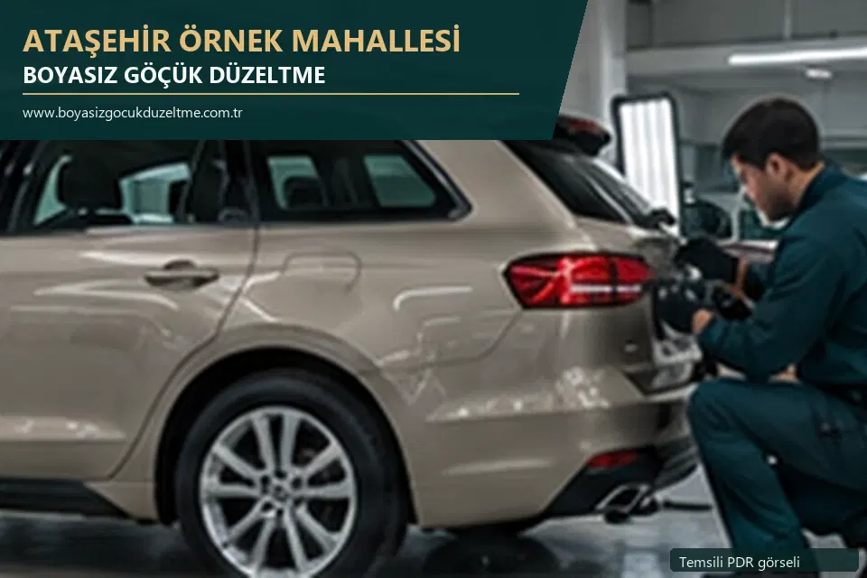 Ataşehir Örnek Mahallesi sabit nokta ve mobil PDR randevusunu anlatan temsili otomobil hizmeti görseli
