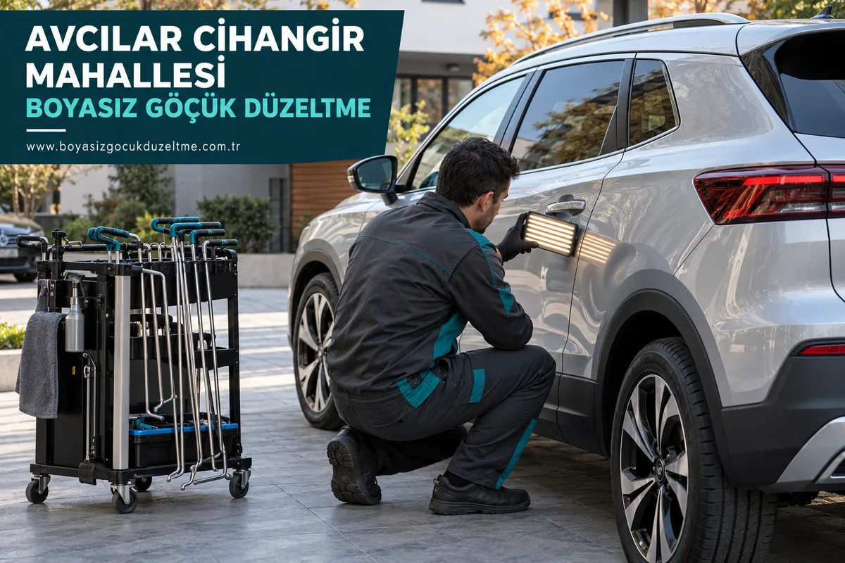Avcılar Cihangir Mahallesi rehberi için modern otomobilde park göçüğünün incelenmesi