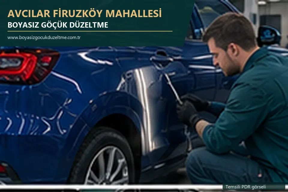 Avcılar Firuzköy Mahallesi hizmet rehberi için modern otomobil ve boyasız göçük incelemesini anlatan temsili görsel