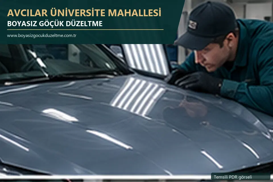 Avcılar Üniversite Mahallesi hizmet rehberi için modern otomobil ve boyasız göçük incelemesini anlatan temsili görsel