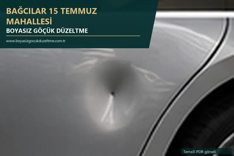 Bağcılar 15 Temmuz Mahallesi hizmet rehberi için modern otomobil ve boyasız göçük incelemesini anlatan temsili görsel