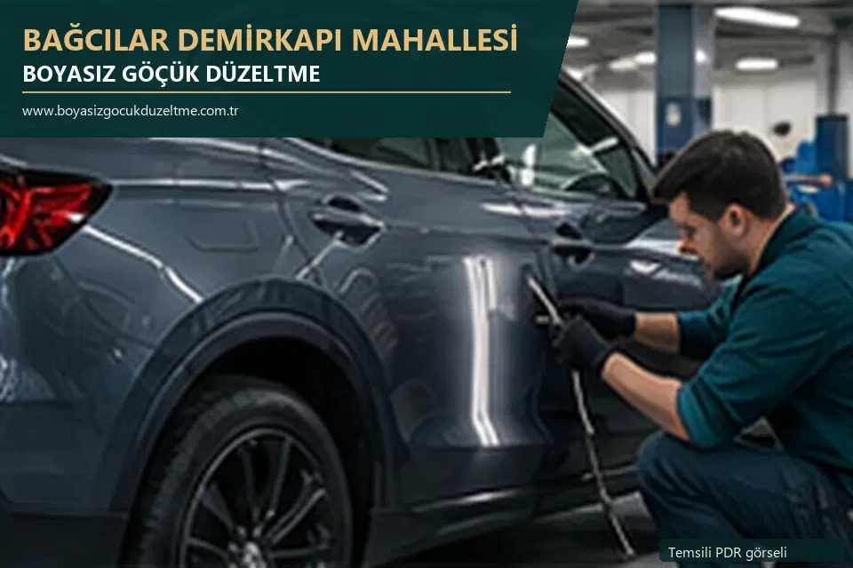 Bağcılar Demirkapı Mahallesi sabit nokta ve mobil PDR randevusunu anlatan temsili otomobil hizmeti görseli