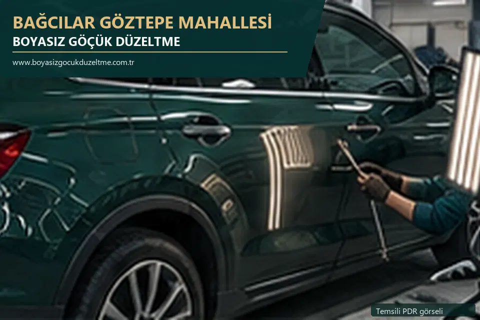 Bağcılar Göztepe Mahallesi sabit nokta ve mobil PDR randevusunu anlatan temsili otomobil hizmeti görseli