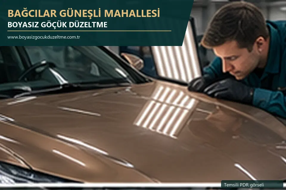 Bağcılar Güneşli Mahallesi sabit nokta ve mobil PDR randevusunu anlatan temsili otomobil hizmeti görseli