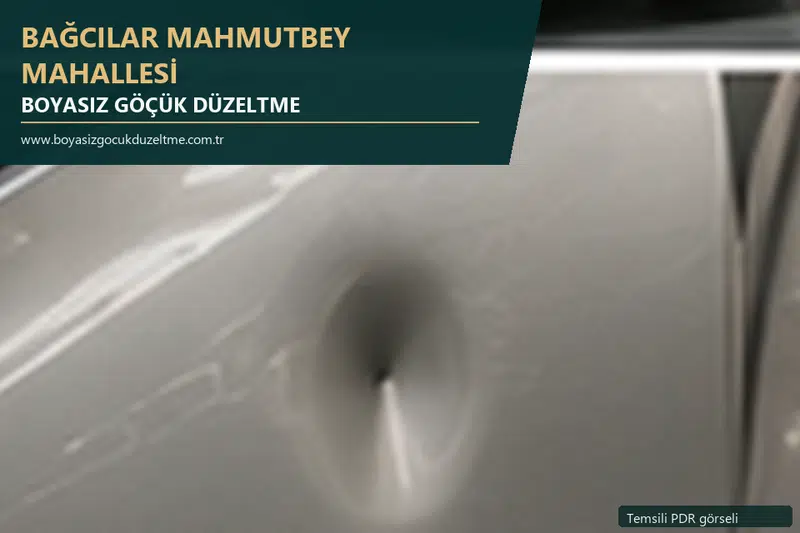 Bağcılar Mahmutbey Mahallesi hizmet rehberi için modern otomobil ve boyasız göçük incelemesini anlatan temsili görsel