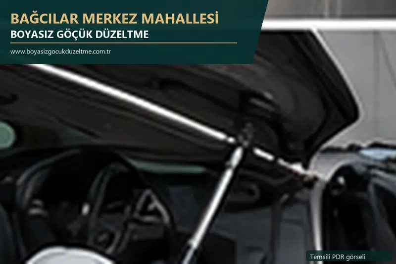 Bağcılar Merkez Mahallesi hizmet rehberi için modern otomobil ve boyasız göçük incelemesini anlatan temsili görsel