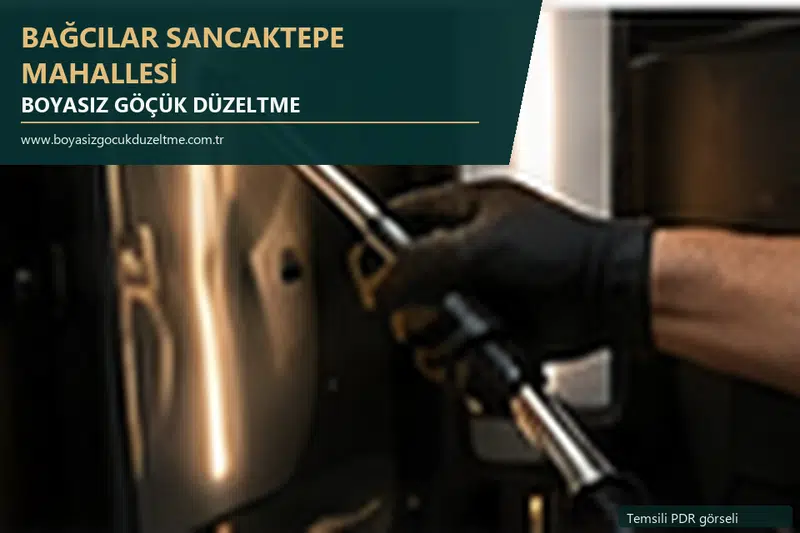 Bağcılar Sancaktepe Mahallesi hizmet rehberi için modern otomobil ve boyasız göçük incelemesini anlatan temsili görsel