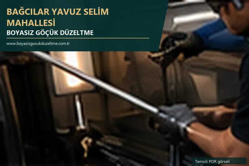 Bağcılar Yavuz Selim Mahallesi hizmet rehberi için modern otomobil ve boyasız göçük incelemesini anlatan temsili görsel