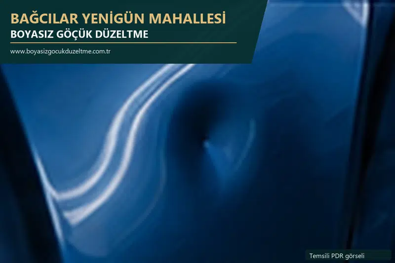 Bağcılar Yenigün Mahallesi hizmet rehberi için modern otomobil ve boyasız göçük incelemesini anlatan temsili görsel