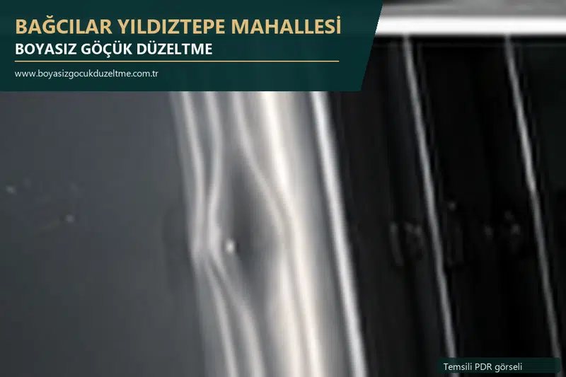 Bağcılar Yıldıztepe Mahallesi hizmet rehberi için modern otomobil ve boyasız göçük incelemesini anlatan temsili görsel