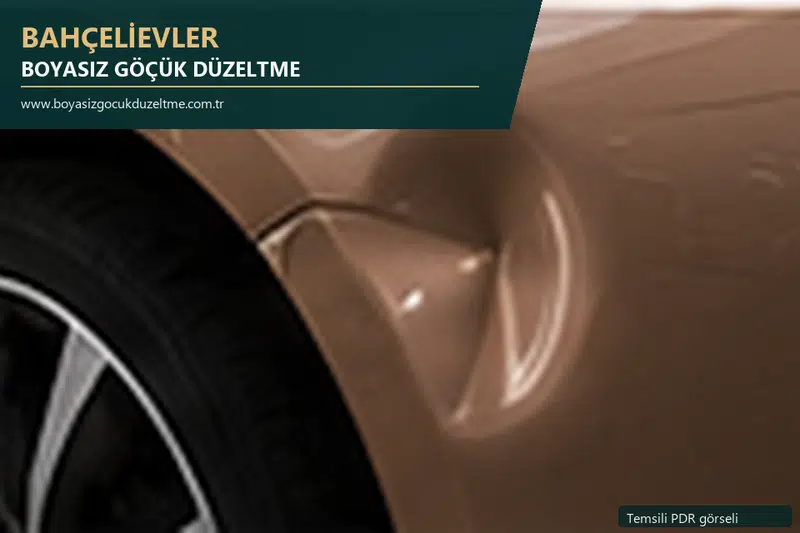 Bahçelievler hizmet rehberi için modern otomobil ve boyasız göçük incelemesini anlatan temsili görsel