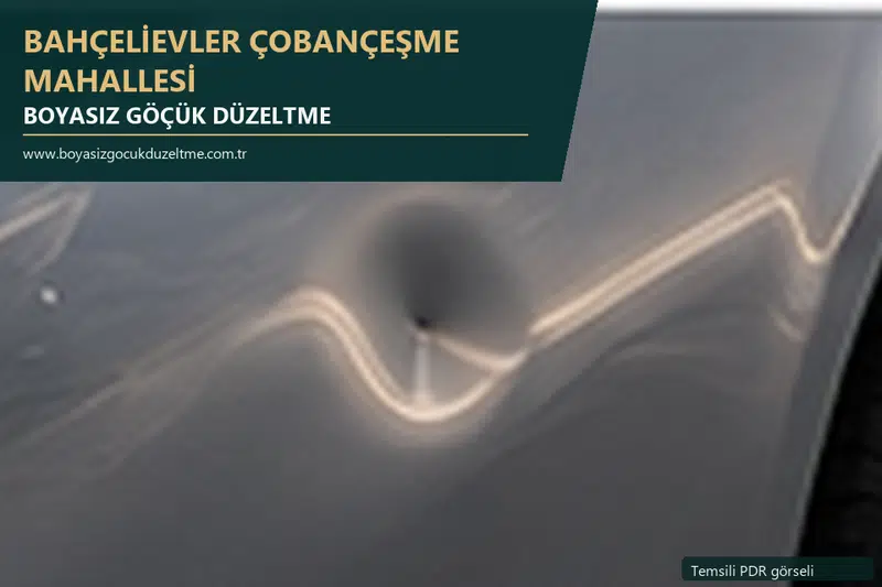 Bahçelievler Çobançeşme Mahallesi hizmet rehberi için modern otomobil ve boyasız göçük incelemesini anlatan temsili görsel