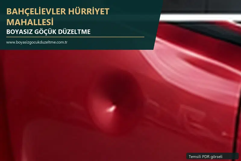 Bahçelievler Hürriyet Mahallesi hizmet rehberi için modern otomobil ve boyasız göçük incelemesini anlatan temsili görsel