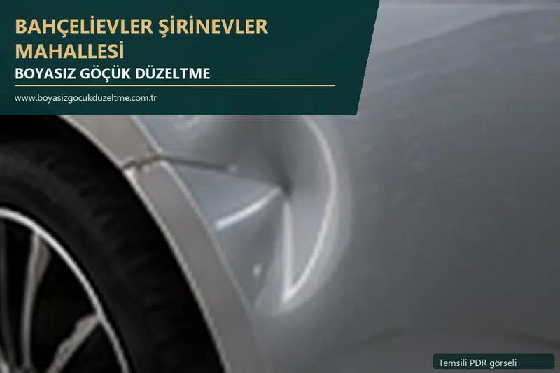 Bahçelievler Şirinevler Mahallesi hizmet rehberi için modern otomobil ve boyasız göçük incelemesini anlatan temsili görsel