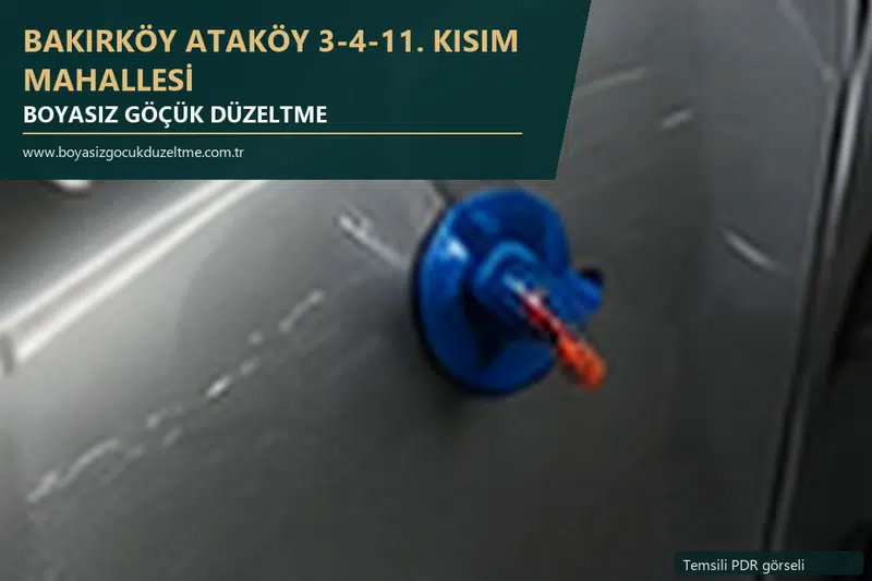 Bakırköy Ataköy 3-4-11. Kısım Mahallesi hizmet rehberi için modern otomobil ve boyasız göçük incelemesini anlatan temsili görsel