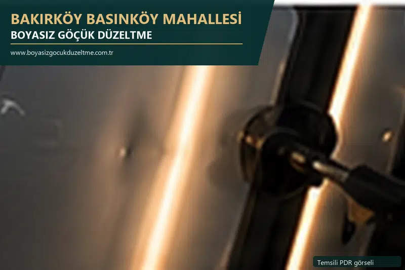Bakırköy Basınköy Mahallesi hizmet rehberi için modern otomobil ve boyasız göçük incelemesini anlatan temsili görsel