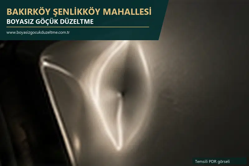 Bakırköy Şenlikköy Mahallesi hizmet rehberi için modern otomobil ve boyasız göçük incelemesini anlatan temsili görsel