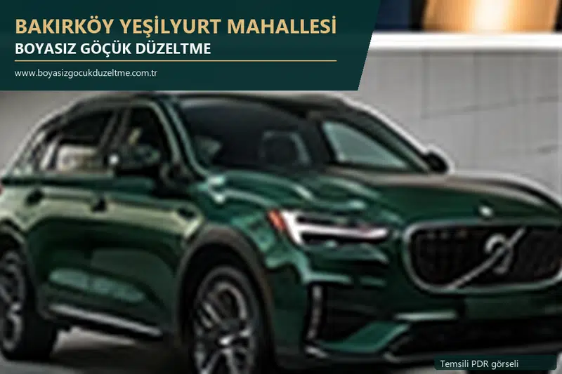Bakırköy Yeşilyurt Mahallesi hizmet rehberi için modern otomobil ve boyasız göçük incelemesini anlatan temsili görsel