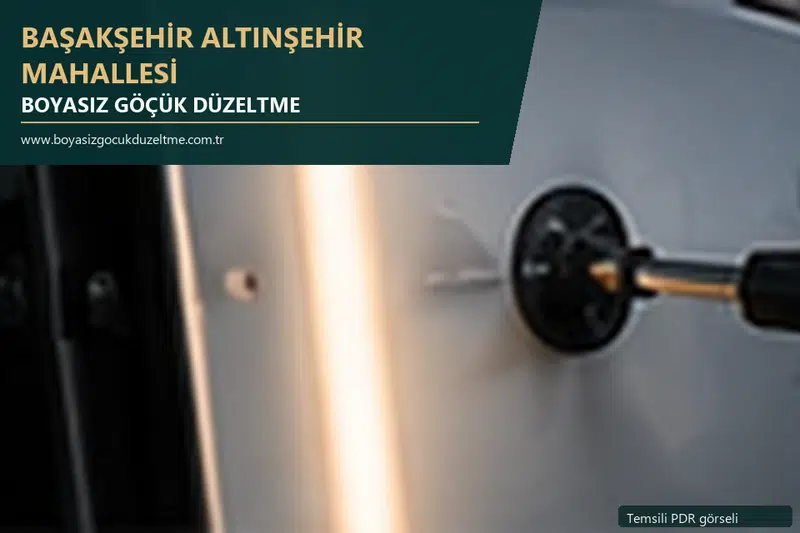 Başakşehir Altınşehir Mahallesi hizmet rehberi için modern otomobil ve boyasız göçük incelemesini anlatan temsili görsel