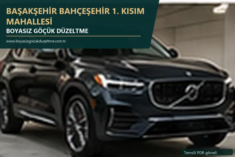 Başakşehir Bahçeşehir 1. Kısım Mahallesi hizmet rehberi için modern otomobil ve boyasız göçük incelemesini anlatan temsili görsel