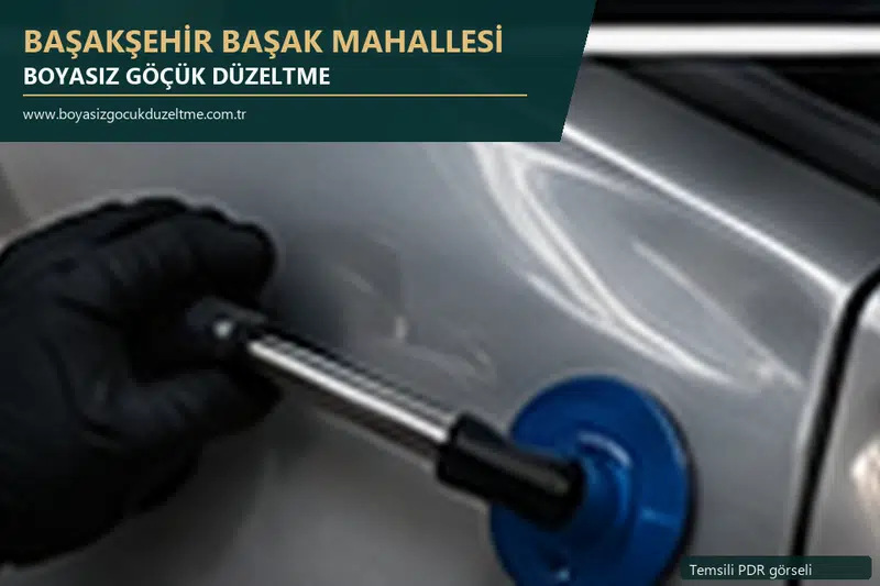 Başakşehir Başak Mahallesi hizmet rehberi için modern otomobil ve boyasız göçük incelemesini anlatan temsili görsel