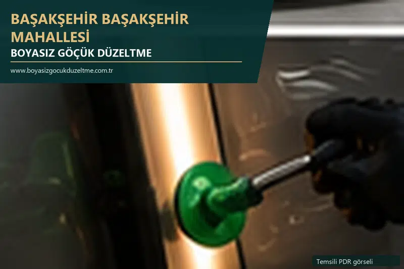 Başakşehir Başakşehir Mahallesi hizmet rehberi için modern otomobil ve boyasız göçük incelemesini anlatan temsili görsel