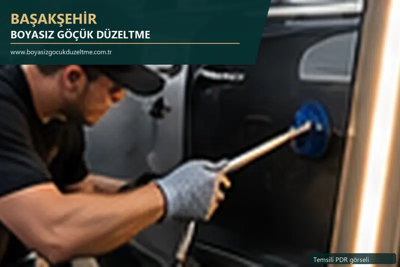 Başakşehir hizmet rehberi için modern otomobil ve boyasız göçük incelemesini anlatan temsili görsel