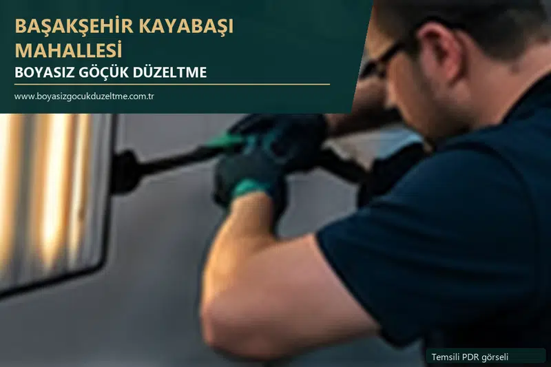 Başakşehir Kayabaşı Mahallesi hizmet rehberi için modern otomobil ve boyasız göçük incelemesini anlatan temsili görsel