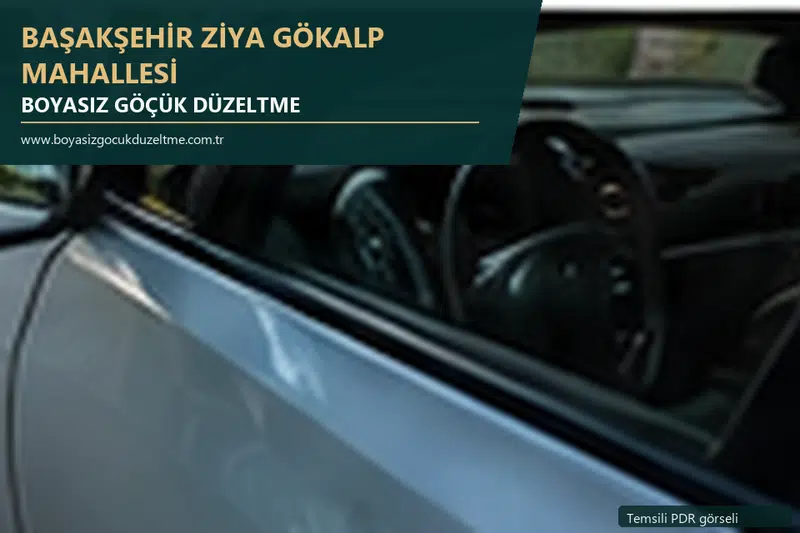Başakşehir Ziya Gökalp Mahallesi hizmet rehberi için modern otomobil ve boyasız göçük incelemesini anlatan temsili görsel