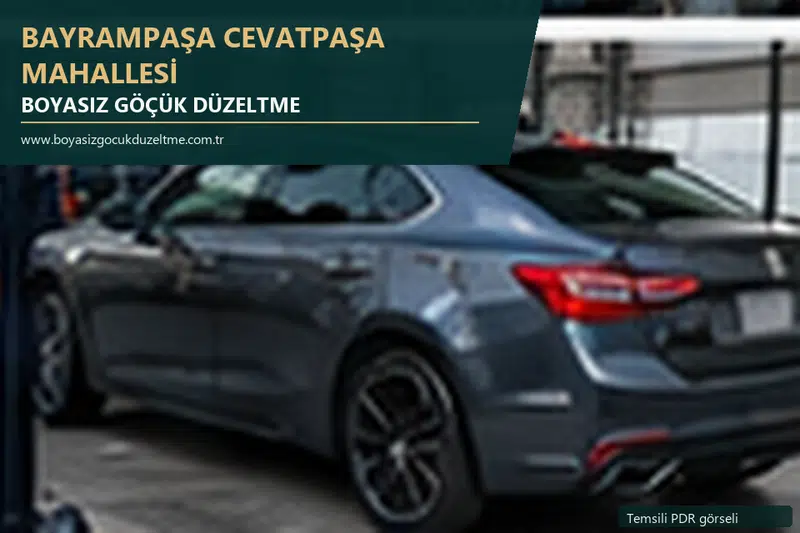 Bayrampaşa Cevatpaşa Mahallesi hizmet rehberi için modern otomobil ve boyasız göçük incelemesini anlatan temsili görsel