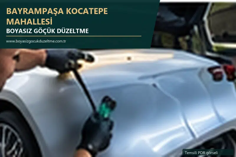 Bayrampaşa Kocatepe Mahallesi hizmet rehberi için modern otomobil ve boyasız göçük incelemesini anlatan temsili görsel