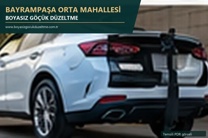 Bayrampaşa Orta Mahallesi hizmet rehberi için modern otomobil ve boyasız göçük incelemesini anlatan temsili görsel