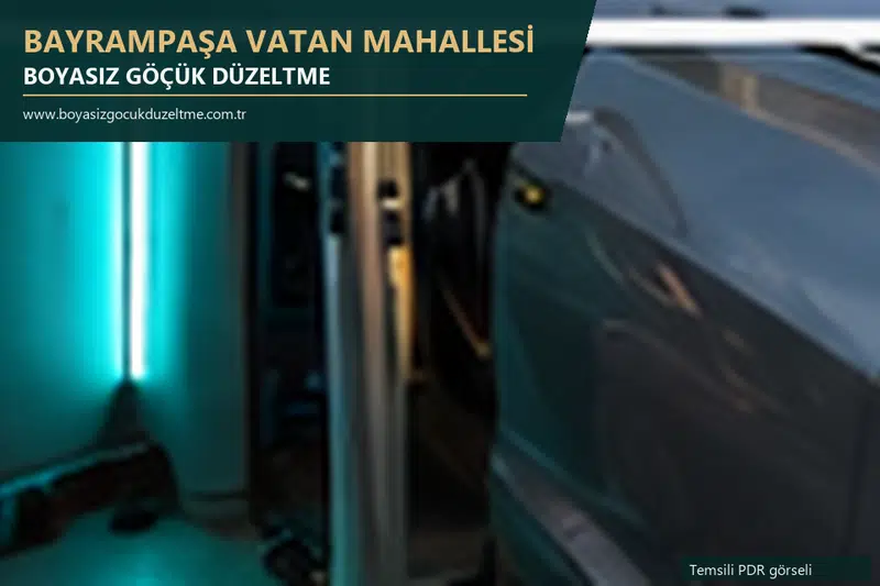 Bayrampaşa Vatan Mahallesi hizmet rehberi için modern otomobil ve boyasız göçük incelemesini anlatan temsili görsel