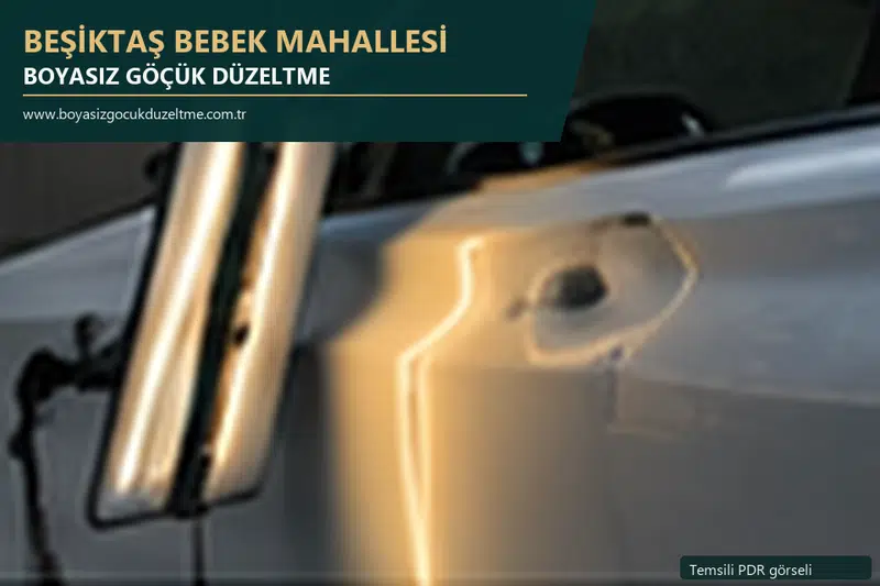 Beşiktaş Bebek Mahallesi hizmet rehberi için modern otomobil ve boyasız göçük incelemesini anlatan temsili görsel