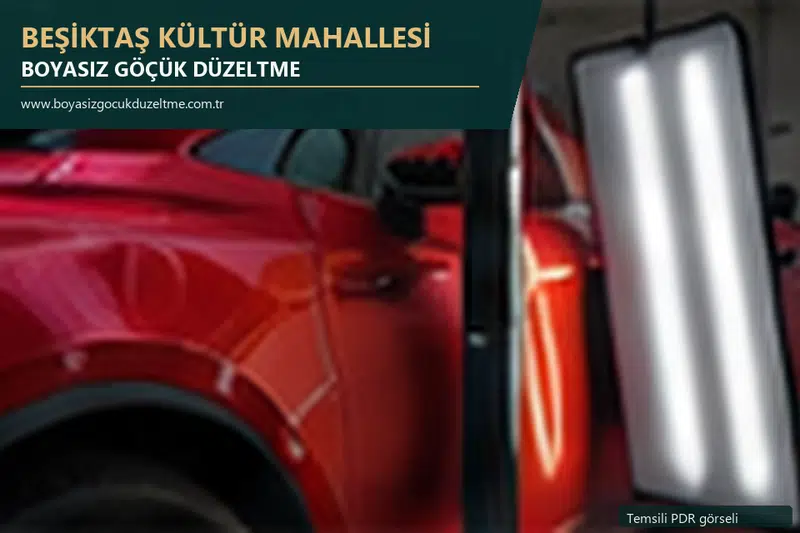 Beşiktaş Kültür Mahallesi sabit nokta ve mobil PDR randevusunu anlatan temsili otomobil hizmeti görseli