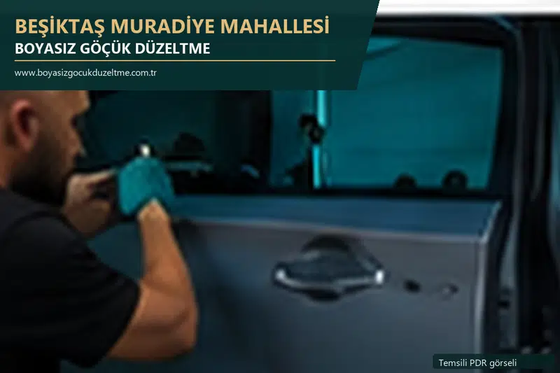 Beşiktaş Muradiye Mahallesi hizmet rehberi için modern otomobil ve boyasız göçük incelemesini anlatan temsili görsel