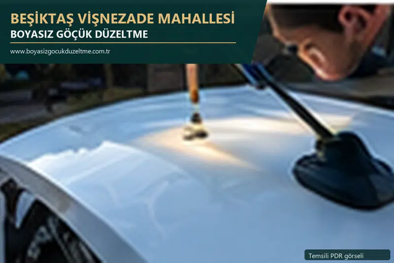 Beşiktaş Vişnezade Mahallesi hizmet rehberi için modern otomobil ve boyasız göçük incelemesini anlatan temsili görsel