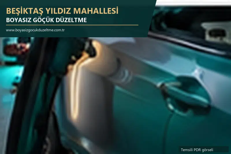 Beşiktaş Yıldız Mahallesi hizmet rehberi için modern otomobil ve boyasız göçük incelemesini anlatan temsili görsel