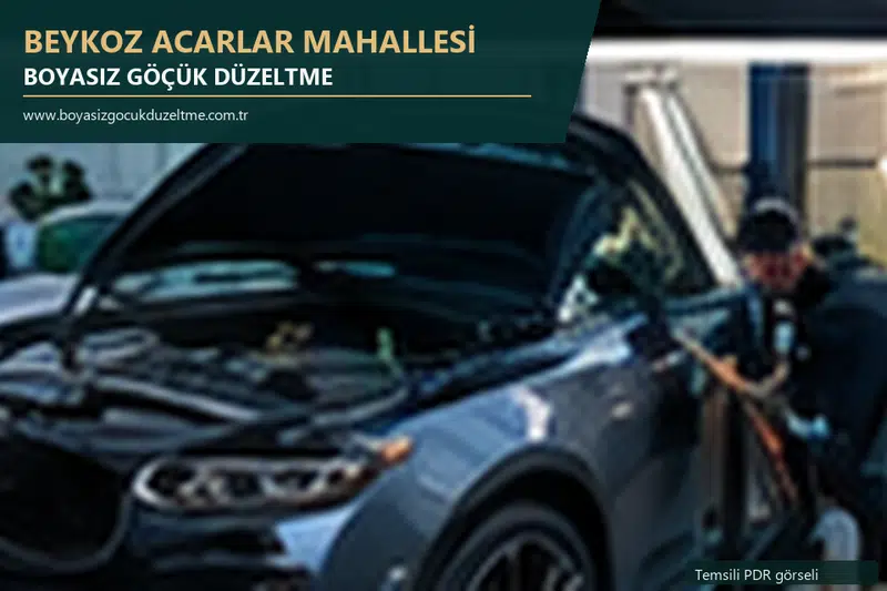 Beykoz Acarlar Mahallesi hizmet rehberi için modern otomobil ve boyasız göçük incelemesini anlatan temsili görsel