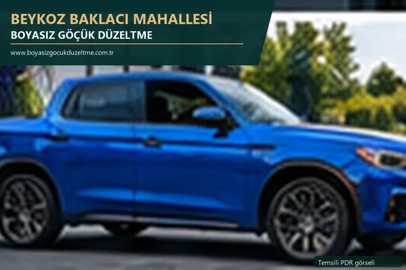 Beykoz Baklacı Mahallesi hizmet rehberi için modern otomobil ve boyasız göçük incelemesini anlatan temsili görsel