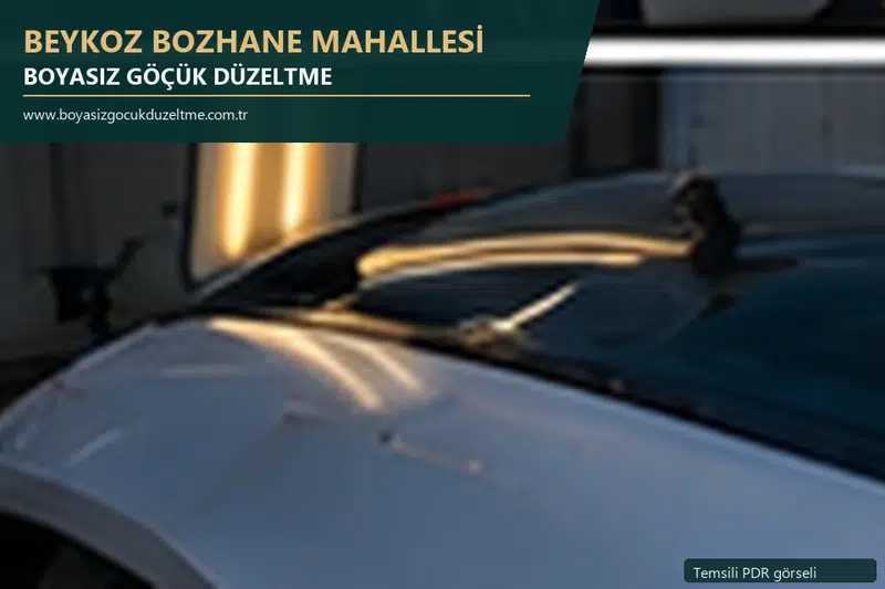 Beykoz Bozhane Mahallesi hizmet rehberi için modern otomobil ve boyasız göçük incelemesini anlatan temsili görsel