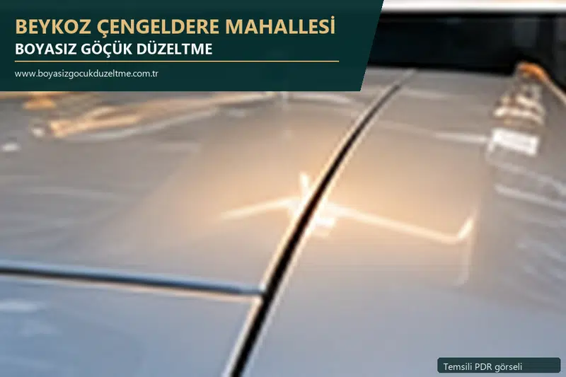 Beykoz Çengeldere Mahallesi hizmet rehberi için modern otomobil ve boyasız göçük incelemesini anlatan temsili görsel