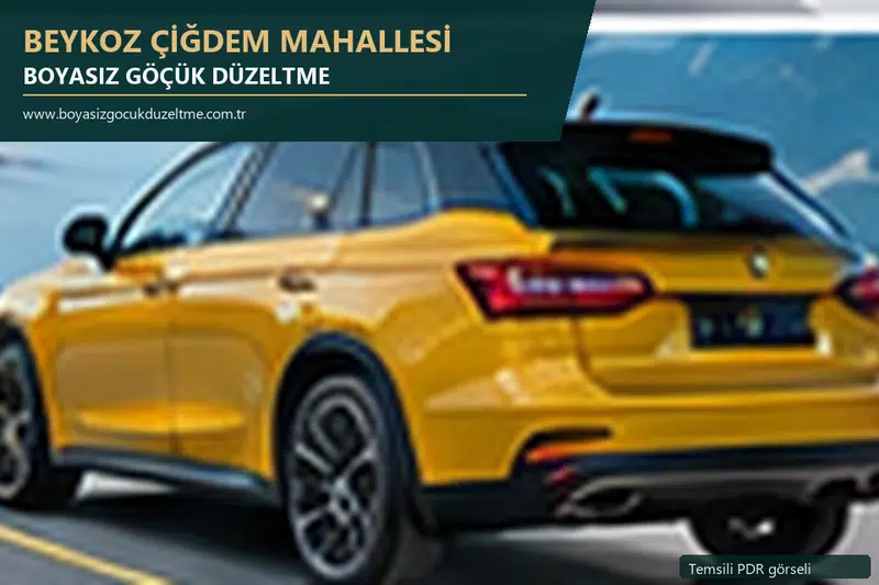 Beykoz Çiğdem Mahallesi hizmet rehberi için modern otomobil ve boyasız göçük incelemesini anlatan temsili görsel