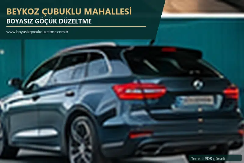 Beykoz Çubuklu Mahallesi hizmet rehberi için modern otomobil ve boyasız göçük incelemesini anlatan temsili görsel