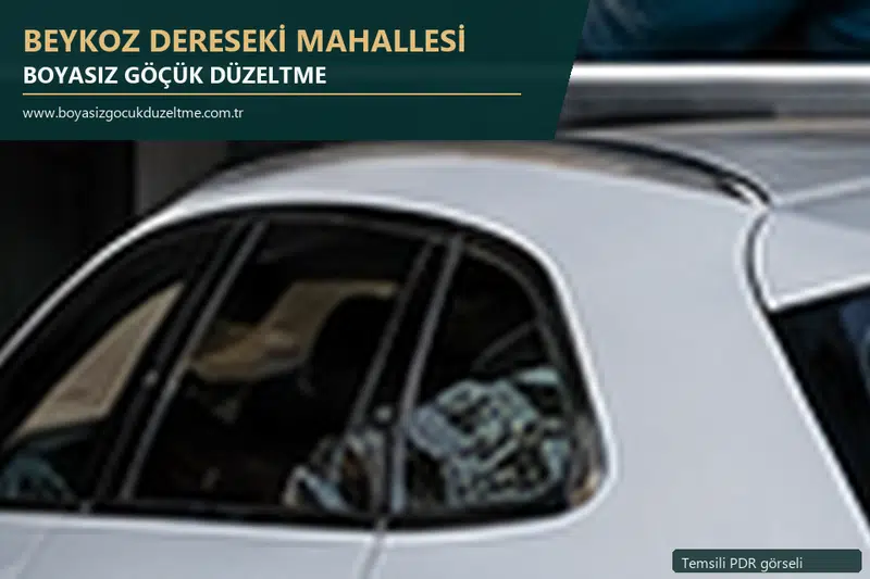 Beykoz Dereseki Mahallesi hizmet rehberi için modern otomobil ve boyasız göçük incelemesini anlatan temsili görsel