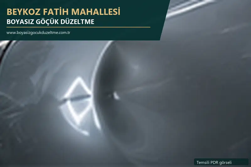 Beykoz Fatih Mahallesi hizmet rehberi için modern otomobil ve boyasız göçük incelemesini anlatan temsili görsel